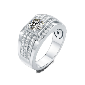 <span class=keywords><strong>Dimo</strong></span> Bague de fiançailles en moissanite de classe D 1 carat pour homme en argent sterling S925 avec motif de pierre classique Bijoux classiques - Product Image 1