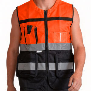 Chaleco de Alta Visibilidad, Reflectante, con Parte Inferior Negra, Mayor Visibilidad, Cuello en V, con Cremallera y Bolsillo - Product Image 5