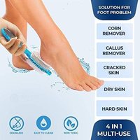 Logo personnalisé 4-en-1 brosse à récurer les pieds en plastique pour pédicure pierre ponce râpe à pieds papier de verre dissolvant de callosités lime pour les pieds