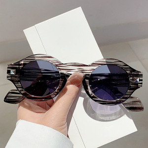 2026 Vintage Rivets Small Round Sunglasses Women Men Metal Hinge Glasses Thick <strong>Frame</strong> <strong>Grey</strong> Transparent Anti Blue Light Eyewear - Product Image 2