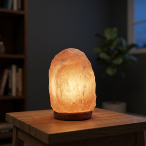 Lámpara de Sal del Himalaya Natural Tallada de Primera Calidad con Función Impermeable para Decoración del Hogar y Festividades, Luz Nocturna de Color Rosa - Product Image 1