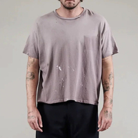 T-shirt Homme Personnalisé Premium Vintage Effet Délavé et Vieilli Coupe Courte 200 g/m² 100 % Coton Coupe Boxy Prédécoupé et Cousu – Vente en Gros