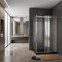 Cabine de douche rectangulaire sans cadre en aluminium avec porte de douche transparente de 8 mm, 120x80 cm
