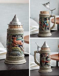 HAUCOZE 700ml Modern Aluminum Pottery Beer Stein <strong>Mug</strong> with Lid Wine Birthday Gifts <strong>Men</strong> Father Husband - Product Image 2
