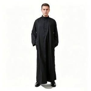 Bata Informal de Terciopelo Lavado con Cuello Alto, Transpirable y Antiestática para Hombre, Otoño e Invierno, Abaya - Product Image 1