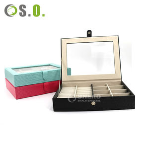 Boîte de rangement à bijoux de voyage portable en cuir PU, élégante et simple, avec organisateur en acrylique pour boucles d'oreilles, colliers et bagues, personnalisable en usine - Product Image 2