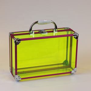 Jaune acrylique <span class=keywords><strong>maquillage</strong></span> organisateur mallette de <span class=keywords><strong>rangement</strong></span> usage spécial cosmétiques affichage étui de transport pour bijoux cheveux accessoires - Product Image 3