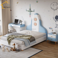 Modernes Kinder-Lederbett mit Sternenhimmel-Design, Neues Schlafzimmer-Möbelset für Jungen, Doppelbett für Kinder