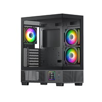 Tecnomall H6 Boîtier d'ordinateur en verre trempé à deux côtés pour joueur ATX HD USB3.0 avec écran d'affichage