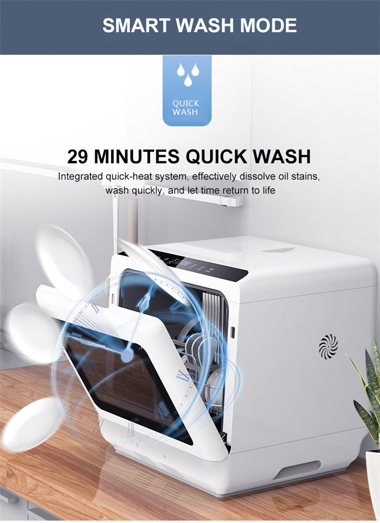 Installation Free Household Intelligent Dishwasher Portable Disinfection And Drying Built In Water Tank Dishwasher Machine OEM