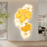 Art Mural Moderne Simple Galerie de Fleurs Style Scandinave Crème Ins avec Lumière LED Toile Art Déco Design