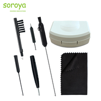 Brosse de nettoyage professionnelle pour aides auditives avec outil de remplacement de filtre anti-cire, poils en nylon doux pour l'élimination quotidienne du cérumen
