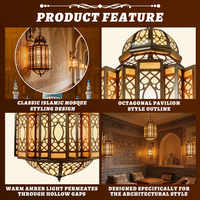 Lustre islamique de luxe, motif arabe traditionnel, sculpté à la main, LED, pour villa