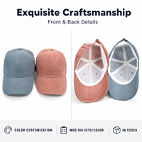 Ensemble de casquettes de baseball assorties pour propriétaires d'animaux, en velours côtelé, réglables, protection solaire, avec trous pour les oreilles, pour chats et chiens, usage quotidien en extérieur