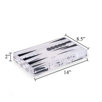 Boîte de jeu en acrylique écologique, jeu de backgammon avec options personnalisables, design luxueux en lucite, surface polie pour jeux de société