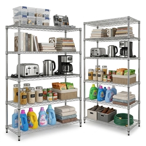 Scaffale di Stoccaggio in Acciaio a 6 Ripiani NSF, Unità di Scaffalatura Cromata, Scaffali Metallici per Garage, Ripiani in Filo Metallico per <span class=keywords><strong>Camera</strong></span> da Letto e Cucina - Product Image 2