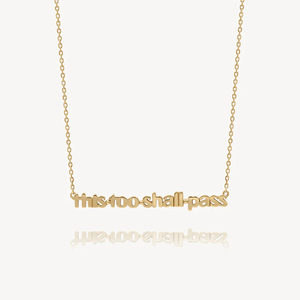LYBURCHI Collier en argent sterling 925 plaqué or 14 carats 18 carats avec lettres This Too Shall Pass pour femmes et filles - Product Image 1