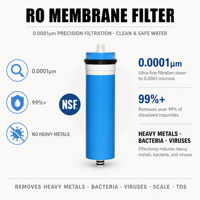 Purificateur d'eau commercial à osmose inverse haute performance 2000 GPD 5 L/min pour magasins de bubble tea, cuisines centralisées et bureaux