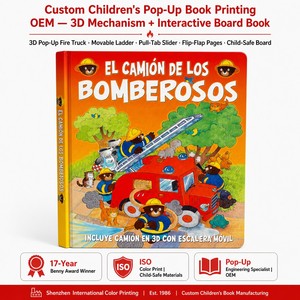 Libro Interattivo per Bambini Personalizzato con <span class=keywords><strong>Camion</strong></span> <span class=keywords><strong>dei</strong></span> <span class=keywords><strong>Pompieri</strong></span> 3D Pop-up in <span class=keywords><strong>Cartone</strong></span>, Copertina Rigida con Alette Sollevabili, Stampa OEM - Product Image 1