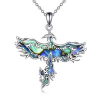 Collier pendentif Phénix en coquille d'ormeau naturelle, Nirvana du Phénix, bijoux en argent sterling 925 pour femmes