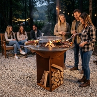Nouvelle Conception 2026 : Plancha de Jardin à Bois avec Plaque de Cuisson Amovible pour Extérieur