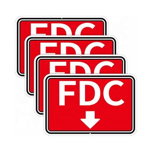 FDC ป้ายถนนอลูมิเนียมสะท้อนแสงพร้อมลูกศรลงในร่ม/กลางแจ้งป้ายเชื่อมต่อแผนกดับเพลิงที่มีการป้องกันรังสียูวีจากสภาพอากาศ - Product Image 1