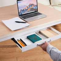 Tiroir de rangement pour crayons sous le bureau JH-Mech, 21 pouces, blanc, facile à installer avec supports réglables, tiroir en métal sous le bureau