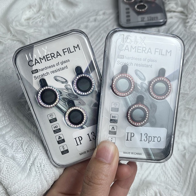 Factory Luxury Rhinestone Camera Lens Protector Tempered Glass for iPhone 11 12 13 Pro Max 14 Plus Back Lens Diamond Protectors