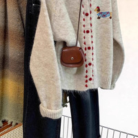 Cardigan en tricot à col montant, manches longues, broderie florale unisexe, dentelle, nouvelle collection automne-hiver 2025, couleur assortie, pull en laine