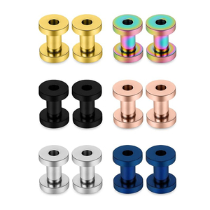 Unisex Titanium Punk Bông tai mạ vàng tai Đồng hồ đo bên ngoài chủ đề tai cắm đường hầm vít cáng đồ trang sức cơ thể mở rộng - Product Image 3