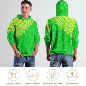 廉价连帽衫运动衫定制印花男女通用必需品连帽衫波利尼西亚部落纹身设计石灰绿色男士连帽衫 - Product Image 4
