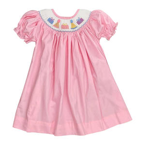 Ropa de fiesta para bebé, ropa infantil de moda, vestido rosa de algodón con moño para niña - Product Image 1