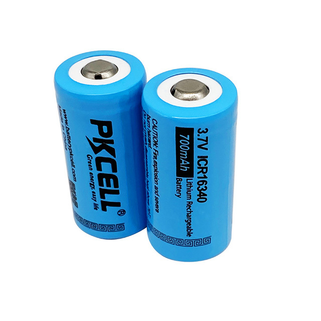 New Blue PVC Icr 16340 Lithium Lion Battery Cell CE Regulated 3.7V 700 Mah Rechargeable Batteries Li Ion Battery