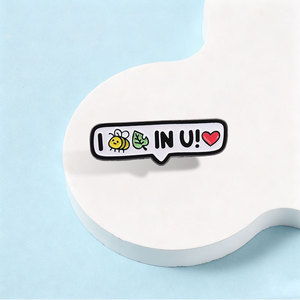 Spilla in smalto 'I Believe In You' con simpatico <span class=keywords><strong>gioco</strong></span> di <span class=keywords><strong>parole</strong></span>, ape, foglia, cuore e scatola di dialogo, distintivo da borsa e risvolto, gioiello di moda, regalo per amici - Product Image 3