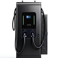 Station de recharge pour véhicules électriques au sol, conception personnalisée, chargeur de VE à double câble, écran tactile, usage commercial, parking