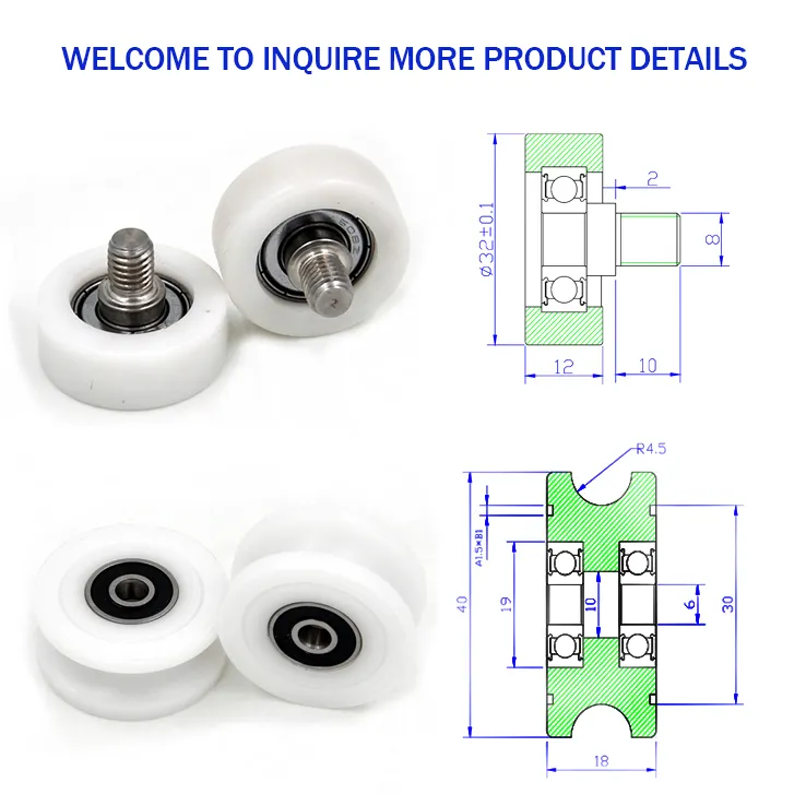 عجلة بلاستيك نايلون مع محمل 5x16x5mm 5x17x10mm 5x16x6mm 5x18x6mm بكرة نايلون عجلة اسطوانة للانزلاق الباب