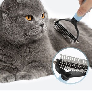 Peigne pour animaux de compagnie Dini, outil de démêlage double face pour chats et chiens, couleur bleu rose, grand modèle 17 dents, petit modèle 11 dents - Product Image 1