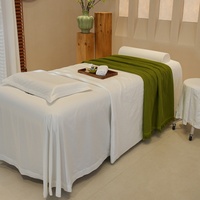 Housse de lit de beauté en coton doux blanc, couleur unie de qualité supérieure, couvre-lit de salon pour lit de soin du visage, literie