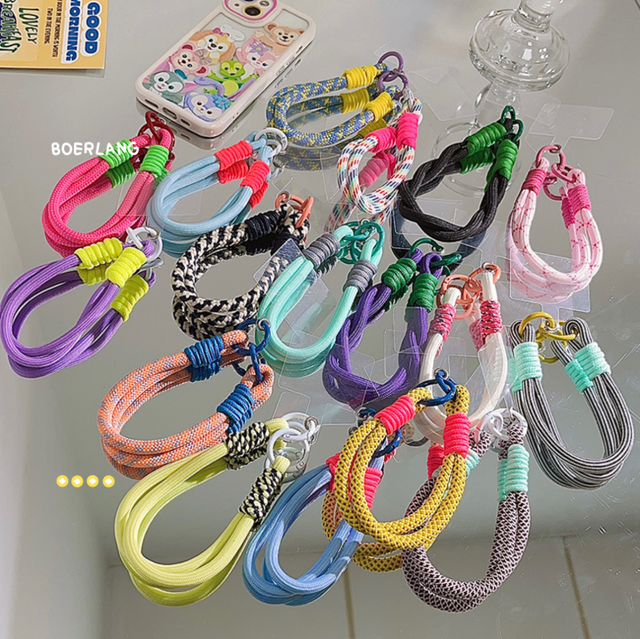 Luxury Nylon Phone Chain Strap Phone Case Charm Wrist Strap Holder Mobile Chain With Plate Mobile Phone Accessories