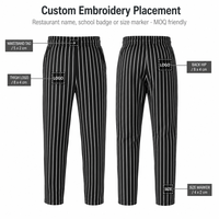 Pantalon de Chef Unisexe à Rayures Teintes, Taille Élastique avec Cordon de Serrage, Pantalon de Travail de Cuisine, OEM, Lavable, Uniforme de Restauration