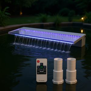 Kit de Cascada para Piscina de Acrílico de 23.6x3.2x8.1 Pulgadas con Control Remoto LED, Fuente para Estanque de Jardín - Product Image 2