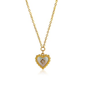 Collar de Joyería con Colgante de Corazón Chapado en Oro de 18k, de Acero Inoxidable 316L, Resistente al Agua y al Deslustre, Estilo Vintage, para Mujer - Product Image 1