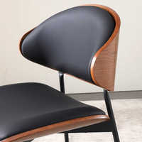 Ensemble de table à manger et 4 chaises de style moderne du milieu du siècle, chaises d'appoint en cuir PU capitonnées, chaise de salle à manger avec bois courbé en noyer