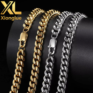 Jewelers 2025 Wholesale Custom Chunky <b>Fasten</b> Stainless Steel Hiphop Necklace Bracelet 10mm Miami Cuban Link Chain Men - Product Image 3