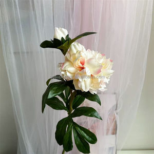 C-084 Fleurs de pivoine artificielles en soie blanches luxueuses à tige unique, grandes, à 2 têtes, pour décorations de mariage, fête des mères - Product Image 4