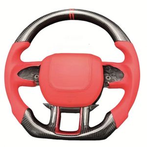 Volant de direction en fibre de carbone véritable à fond plat pour Land Rover Range Rover Discovery Sport, amélioration et personnalisation en alcantara <span class=keywords><strong>rouge</strong></span> - Product Image 2