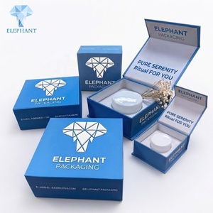 Caja de Papel con Estampado en Relieve Azul Klein Personalizada con Diseño de Elefante, Caja de Embalaje Rígida con Tapa Magnética y Inserto para Frascos de Cosméticos - Product Image 2
