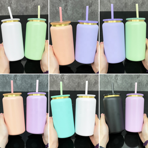 Magazzino USA 16oz polvere verniciata oro arcobaleno placcato sotto il metallo può tazze in acciaio inossidabile lattine di birra tazza - Product Image 3