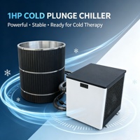 Baignoire de trempage à froid en baril de bois, en acier inoxydable 316, avec refroidisseur 1HP pour la récupération des athlètes, spa extérieur à domicile