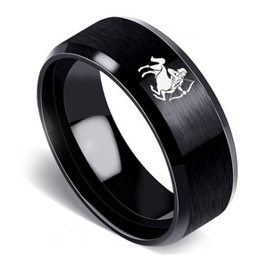 Caliente de moda de acero inoxidable 12 anillos del zodiaco 8MM doble bisel mate joyería para hombres y mujeres - Product Image 1